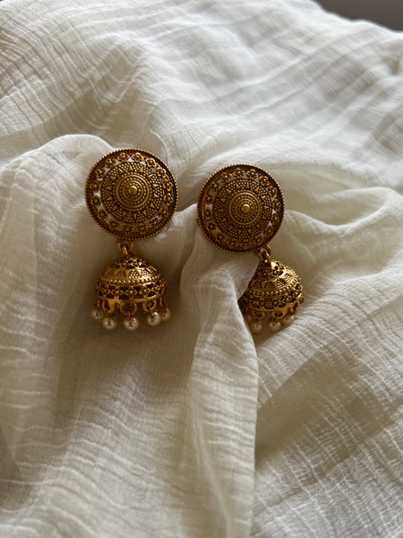 Antique matte chakra jhumkas