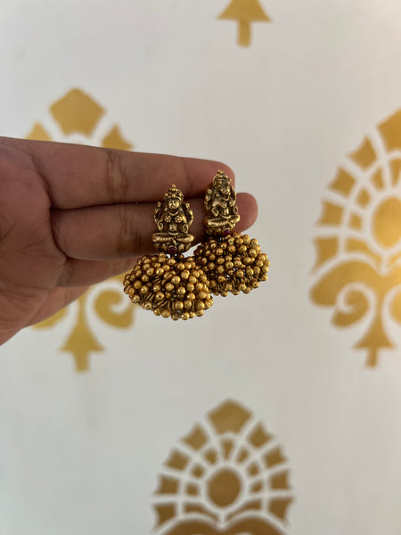 Cluster bead Lakshmi little jhumkas