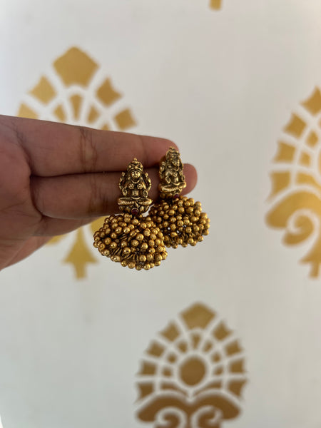 Cluster bead Lakshmi little jhumkas