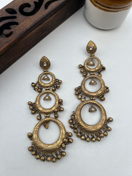 Oversized long antique earrings