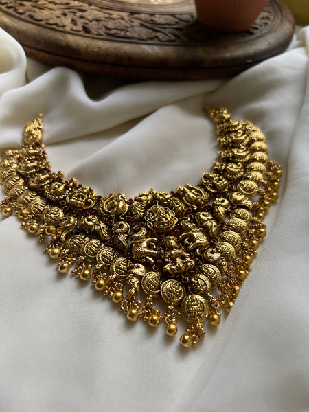 Antique Nagas Lakshmi necklace with jhumkas