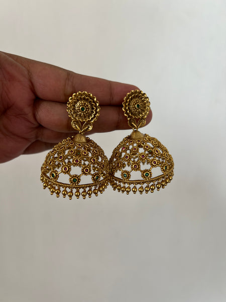 Kemp cutwork jhumkas - jumbo size