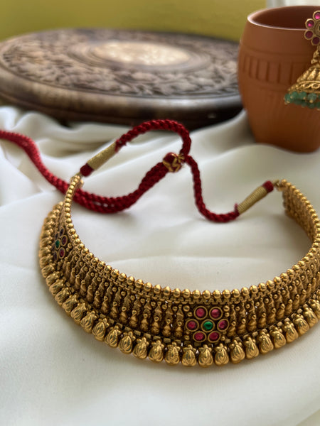 Kemp thushi style choker with jhumkas