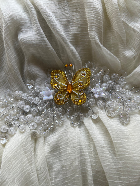 White crystal butterfly hair accessory