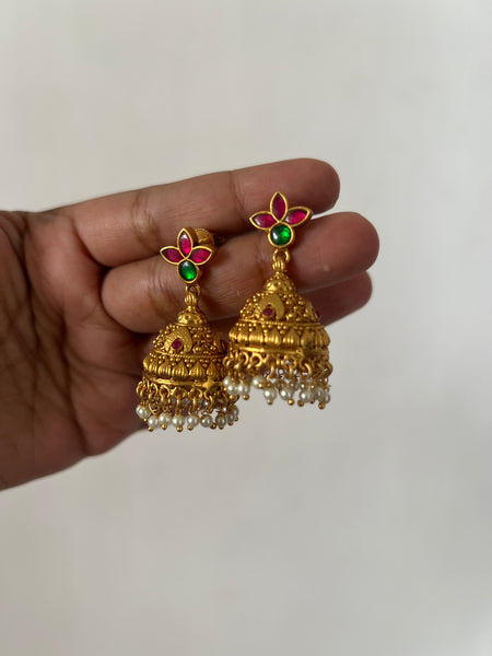 Kundan flower bridal jhumkas