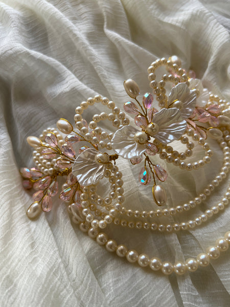 Pink shell pearl hair accessory