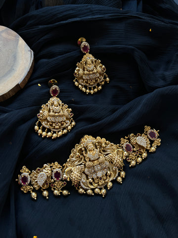 Nagas Lakshmi Ruby choker with earrings