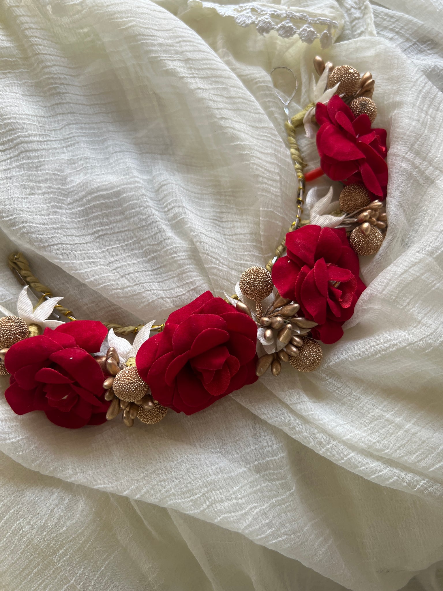 Dark red rose hair accessory