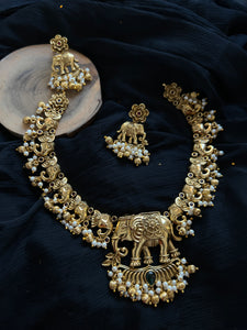 Antique Elephant necklace with earrings