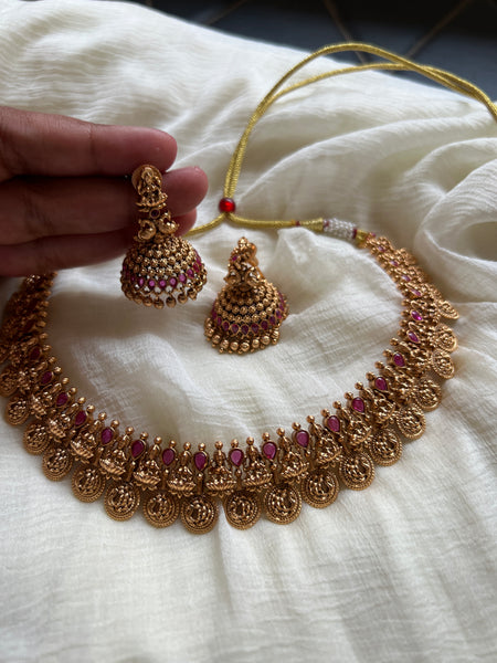 Kemp bridal Lakshmi necklace with jhumkas