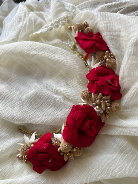 Dark red rose hair accessory