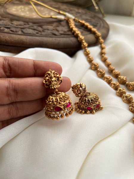 Kundan temple haram with jhumkas