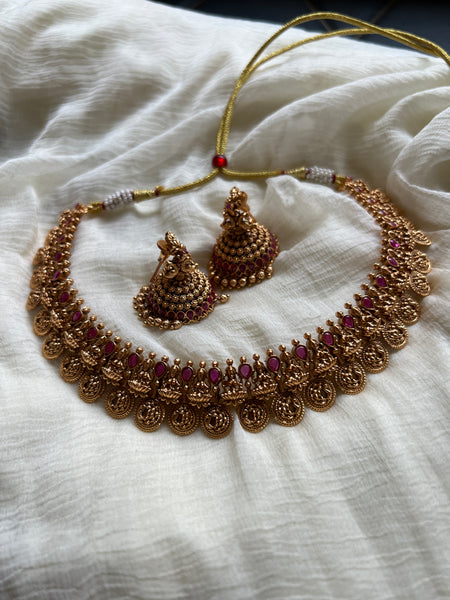 Kemp bridal Lakshmi necklace with jhumkas