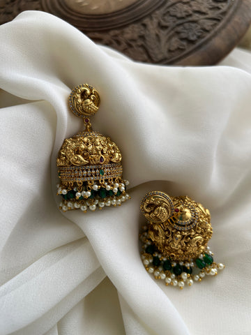 Lakshmi antique jhumkas with bead work