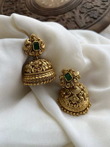 Emerald Nagas jumbo jhumkas