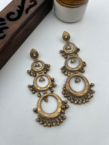 Oversized long antique earrings