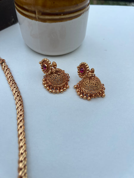 Original kemp gold look alike necklace with jhumkas