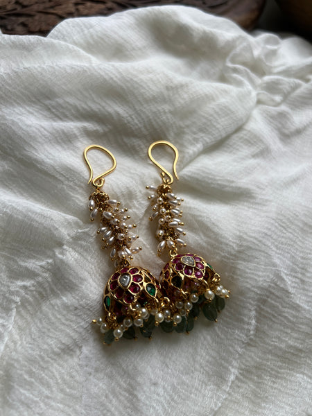 Kemp rice pearl hook jhumkas