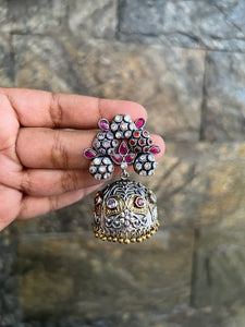 Stone flower jhumkas