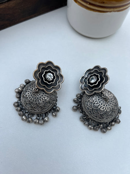 Antique flower jhumkas