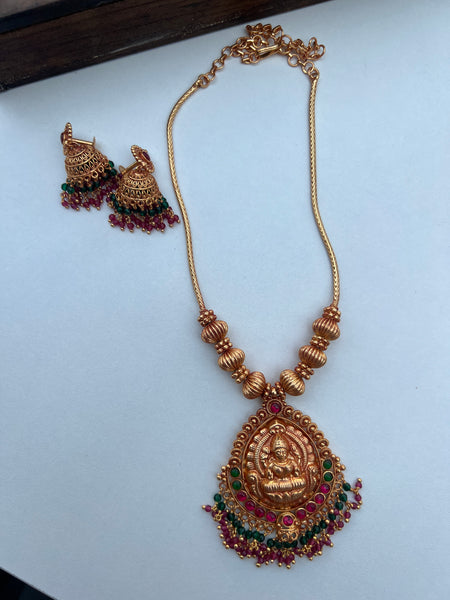 Gold look alike Lakshmi necklace with jhumkas