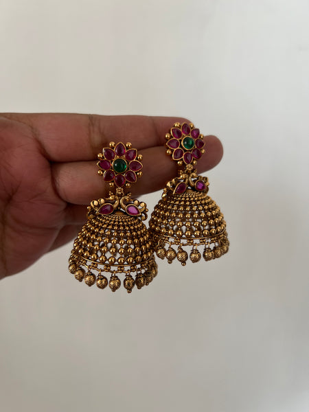 Kemp flower bridal jhumkas