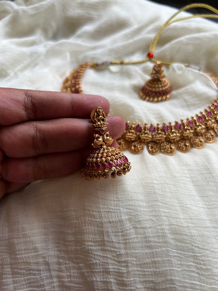 Kemp bridal Lakshmi necklace with jhumkas