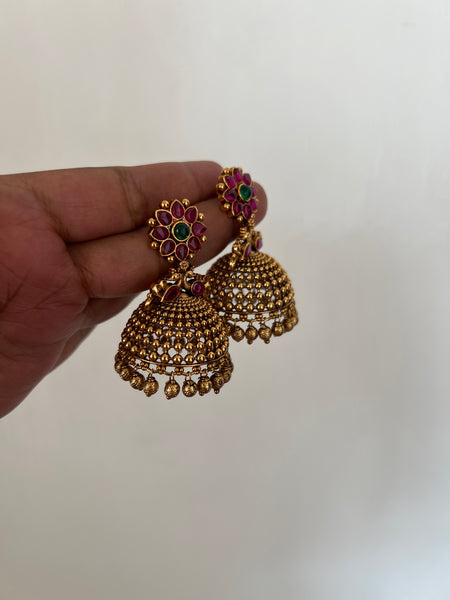 Kemp flower bridal jhumkas