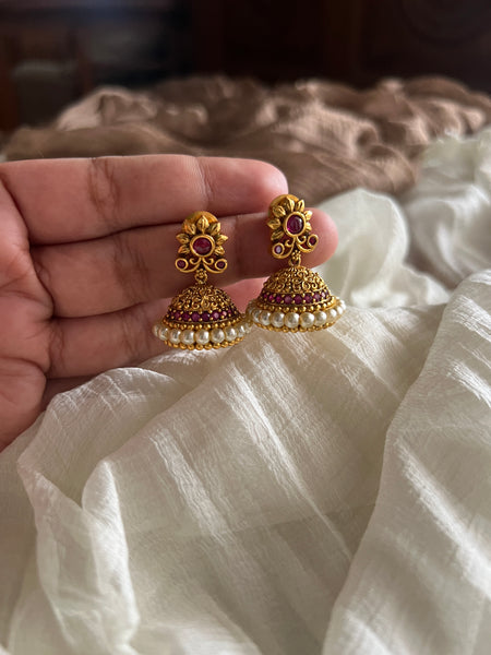 Ruby Pearl little jhumkas