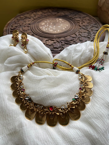 Kundan designer short necklace with studs