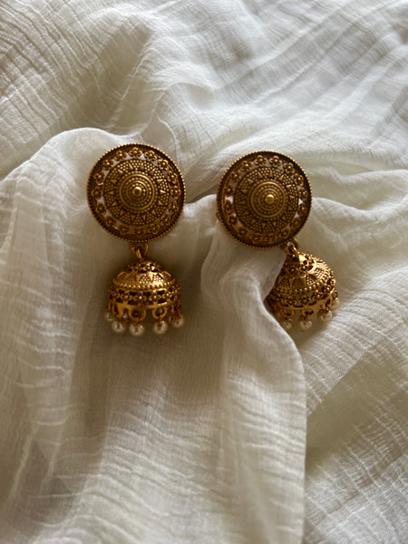 Antique matte chakra jhumkas