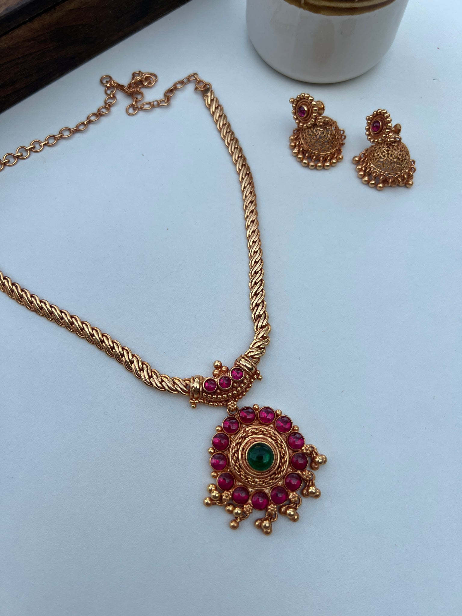 Original kemp gold look alike necklace with jhumkas