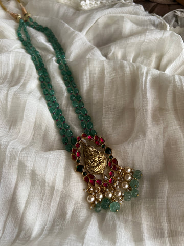 Lakshmi kundan pendant in bead Haram