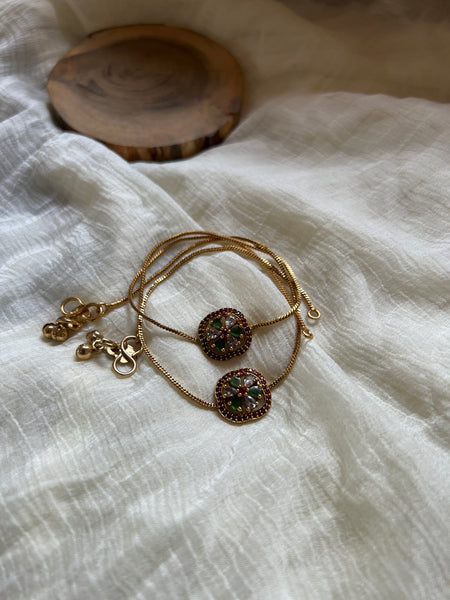 Stone flower anklets