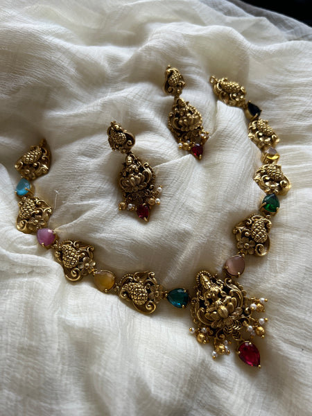 Navaratna Nagas Lakshmi necklace with earrings