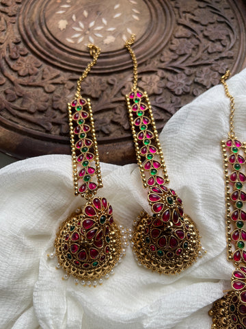 Original kemp vintage Jhumkas with earrings chain