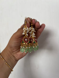 Kemp look alike rice pearls upon jhumkas