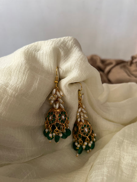 Kemp look alike rice pearls upon jhumkas