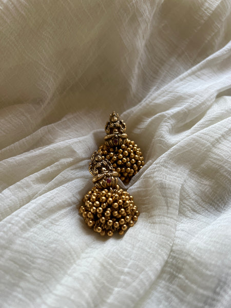 Cluster bead Lakshmi little jhumkas