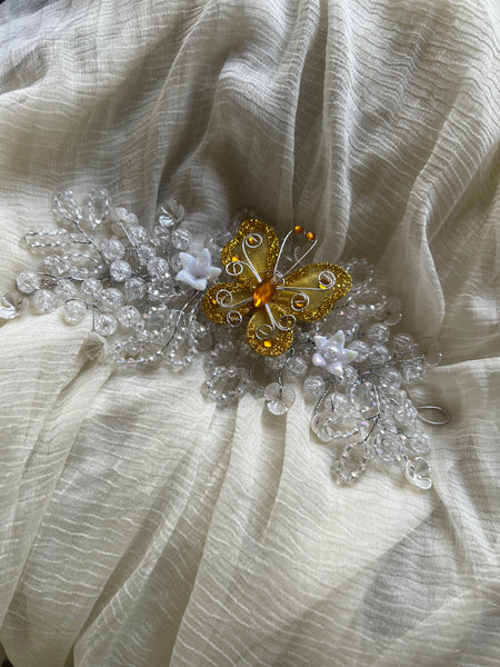 White crystal butterfly hair accessory