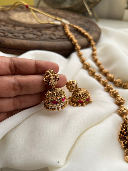 Kundan temple haram with jhumkas