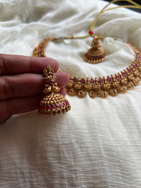 Kemp bridal Lakshmi necklace with jhumkas