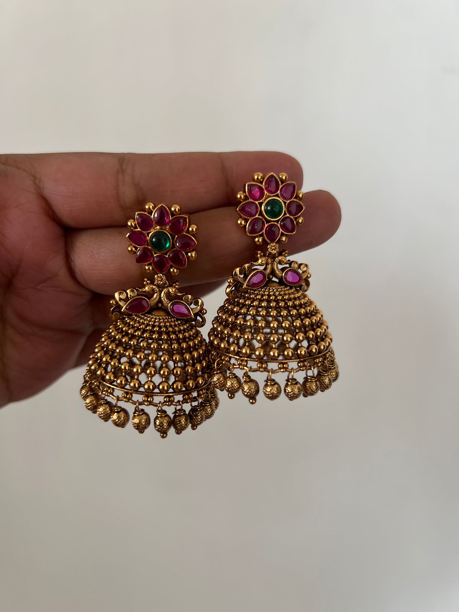 Kemp flower bridal jhumkas