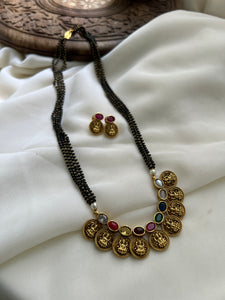 Antique Lakshmi navratna mangalsutra and studs