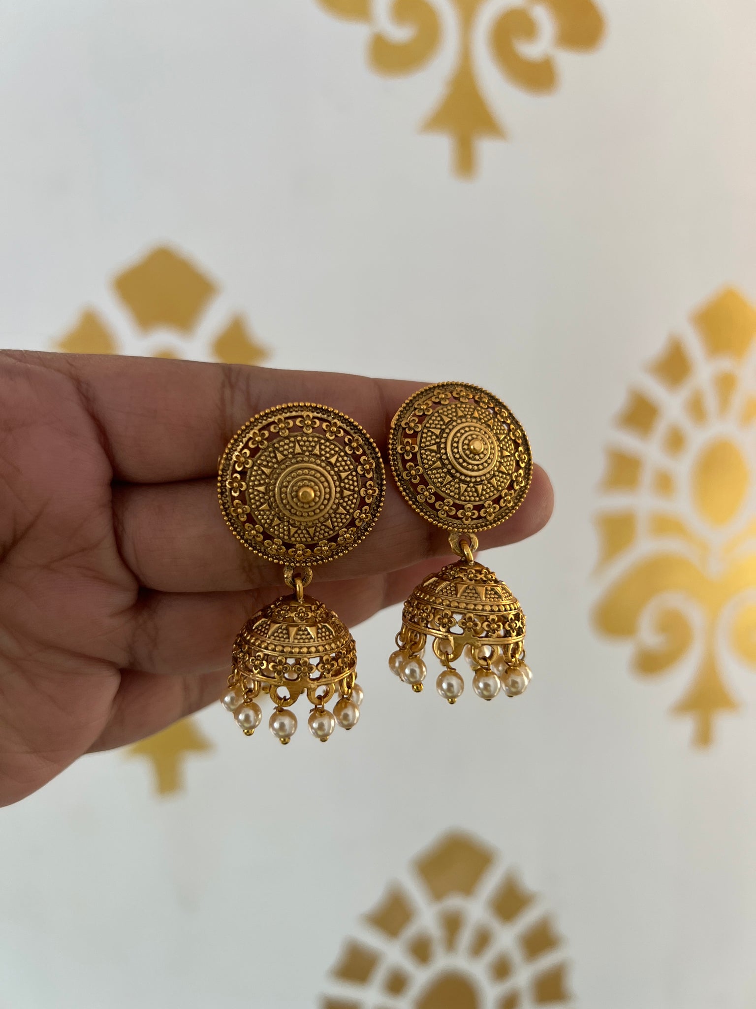 Antique matte chakra jhumkas