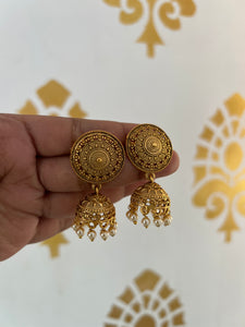 Antique matte chakra jhumkas