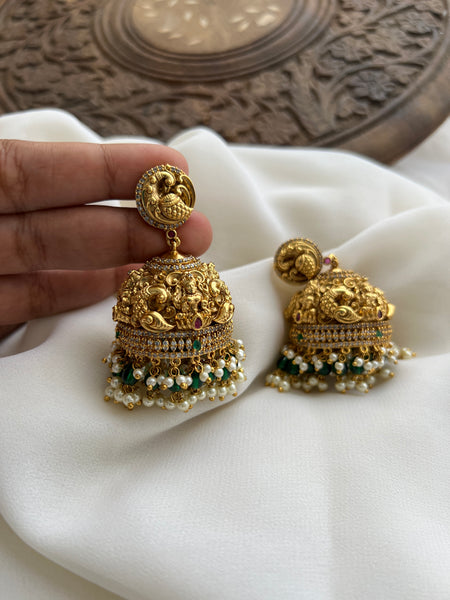 Lakshmi antique jhumkas with bead work