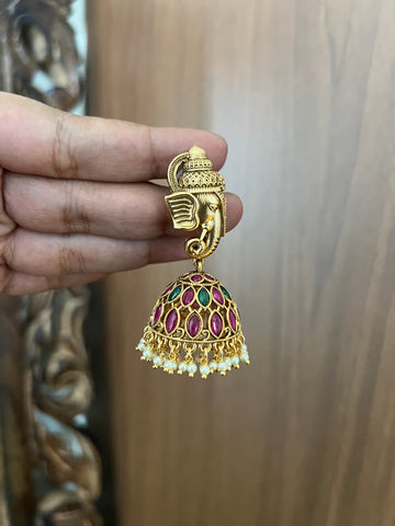 Ganesha kemp Jhumkas