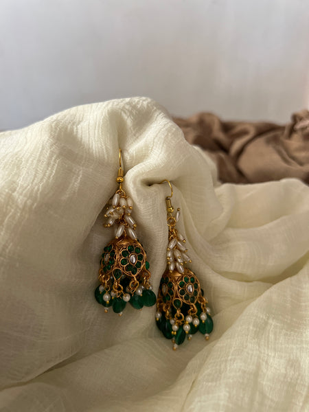 Kemp look alike rice pearls upon jhumkas