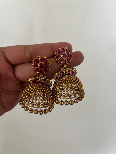 Kemp flower bridal jhumkas